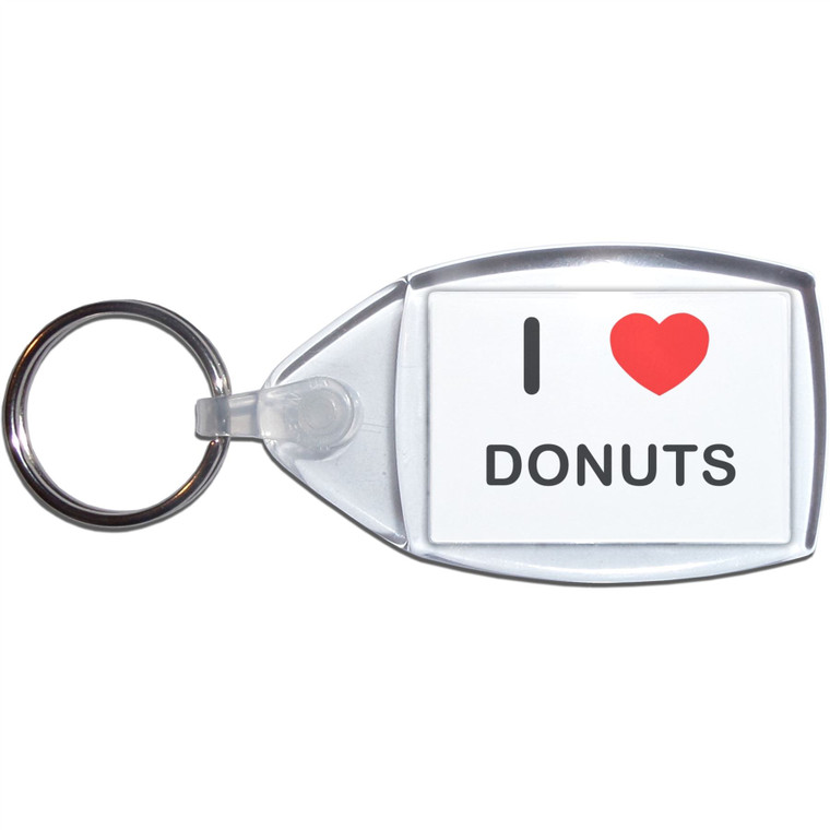 I Love Donuts - Clear Plastic Key Ring Size Choice New