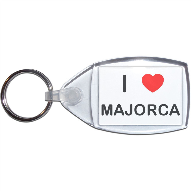 I Love Majorca - Clear Plastic Key Ring Size Choice New