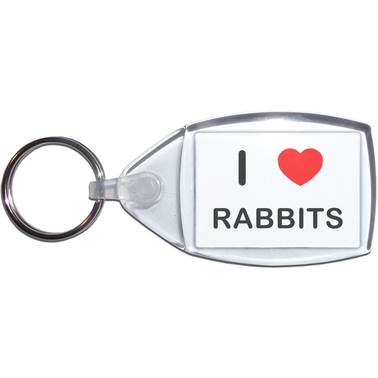 I Love Rabbits - Clear Plastic Key Ring Size Choice New