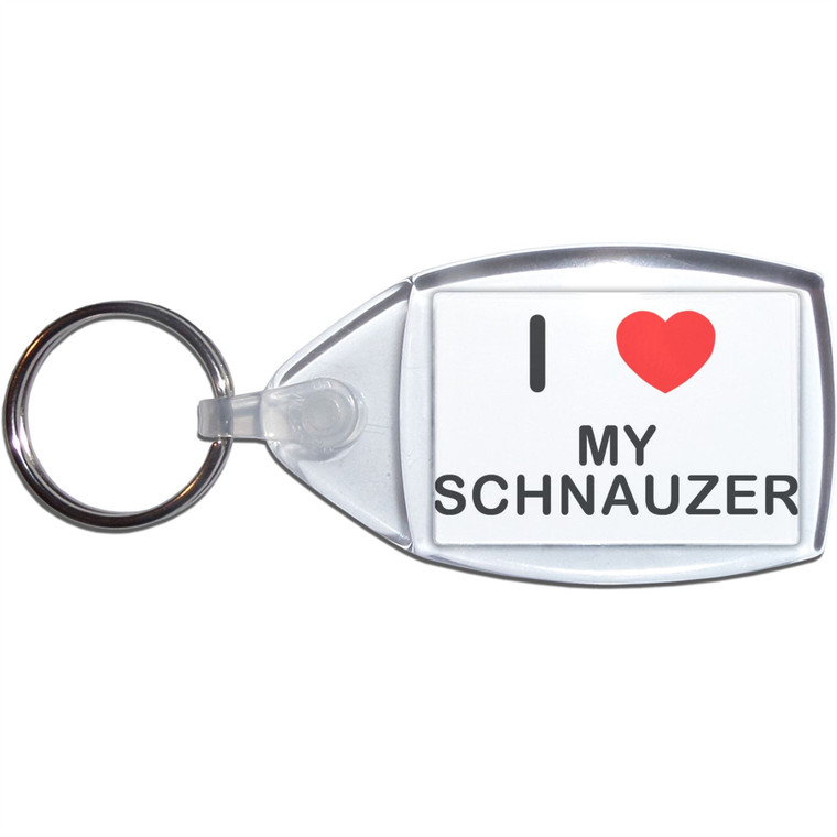 I Love My Schnauzer - Clear Plastic Key Ring