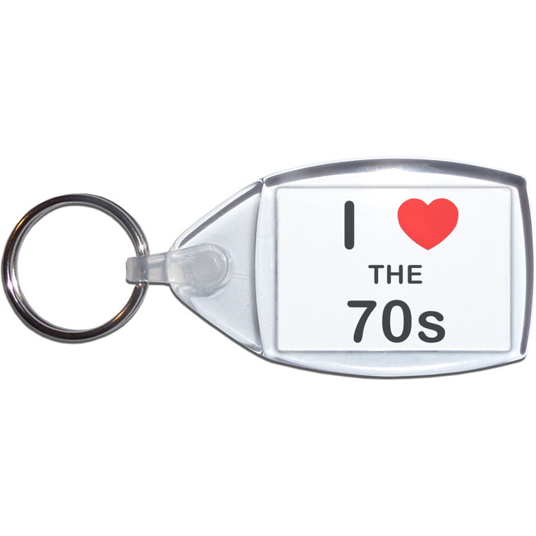 I Love The 70's - Clear Plastic Key Ring Size Choice New