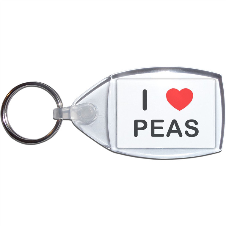 I Love Peas - Clear Plastic Key Ring Size Choice New