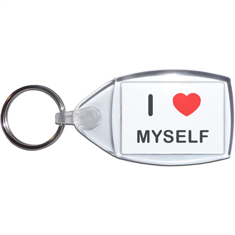 I Love Myself - Clear Plastic Key Ring Size Choice New