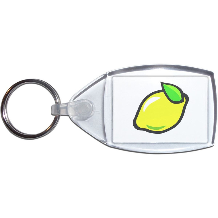 Fruit Machine Lemon - Clear Plastic Key Ring Size Choice New