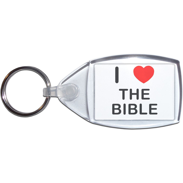 I love The Bible - Clear Plastic Key Ring Size Choice New