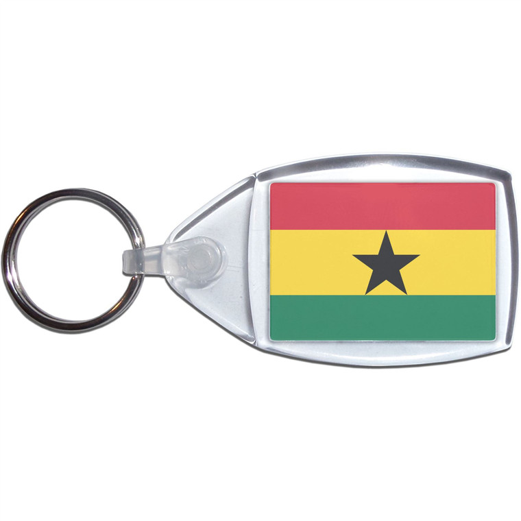 Ghana Flag - Clear Plastic Key Ring Size Choice New