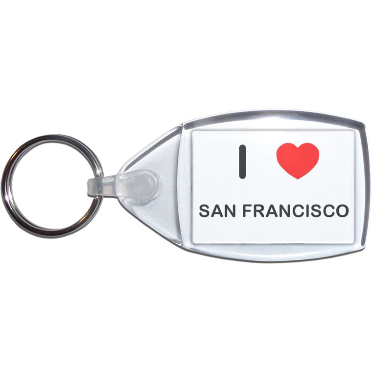 I Love San Francisco - Clear Plastic Key Ring Size Choice New