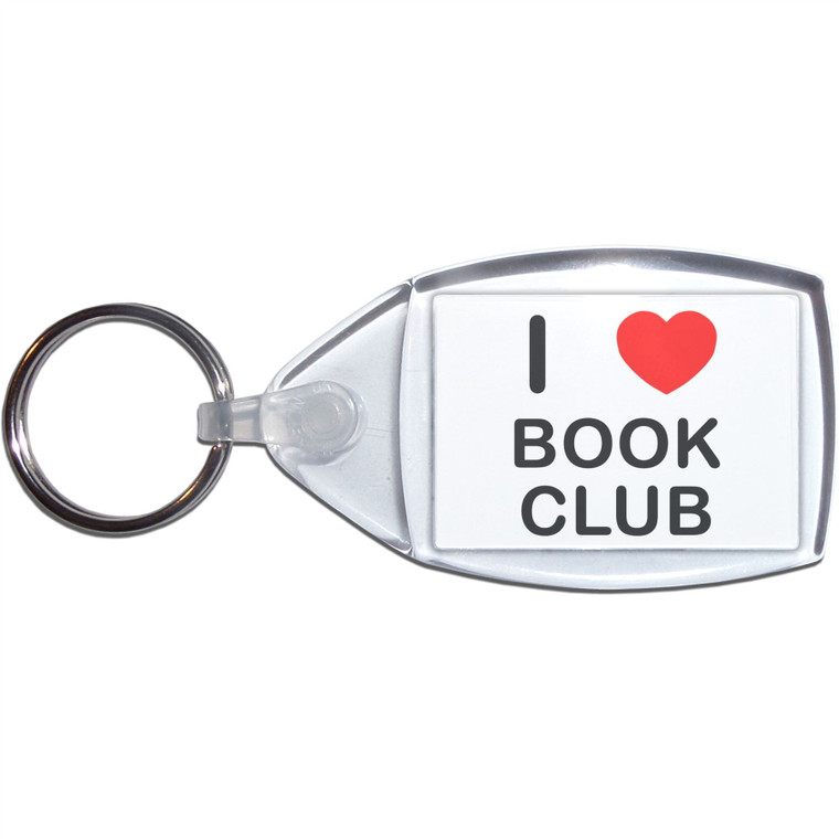 I Love Book Club - Clear Plastic Key Ring Size Choice New