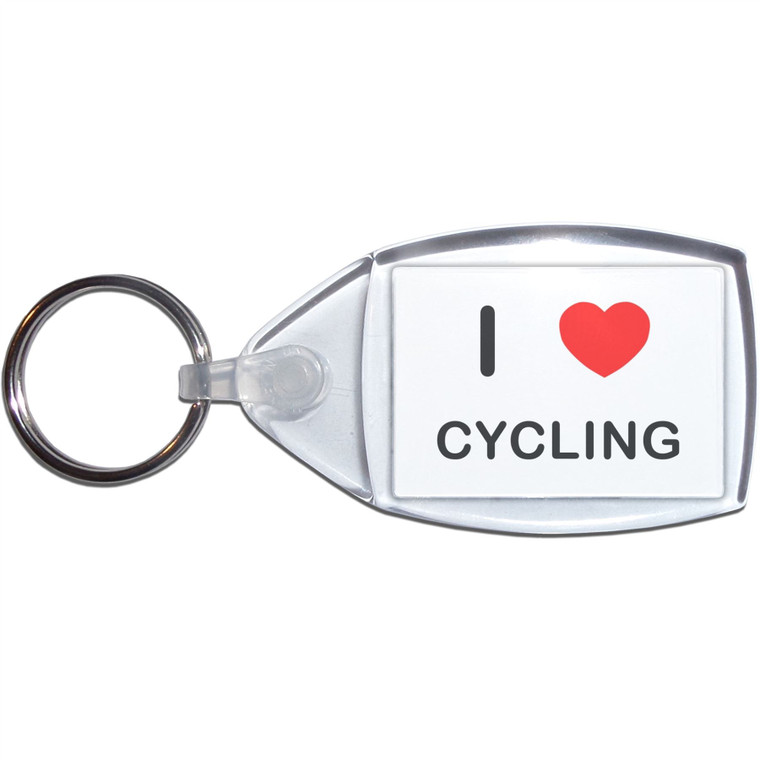I Love Cycling - Clear Plastic Key Ring Size Choice New