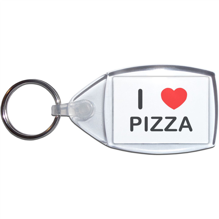 I Love Pizza - Clear Plastic Key Ring Size Choice New