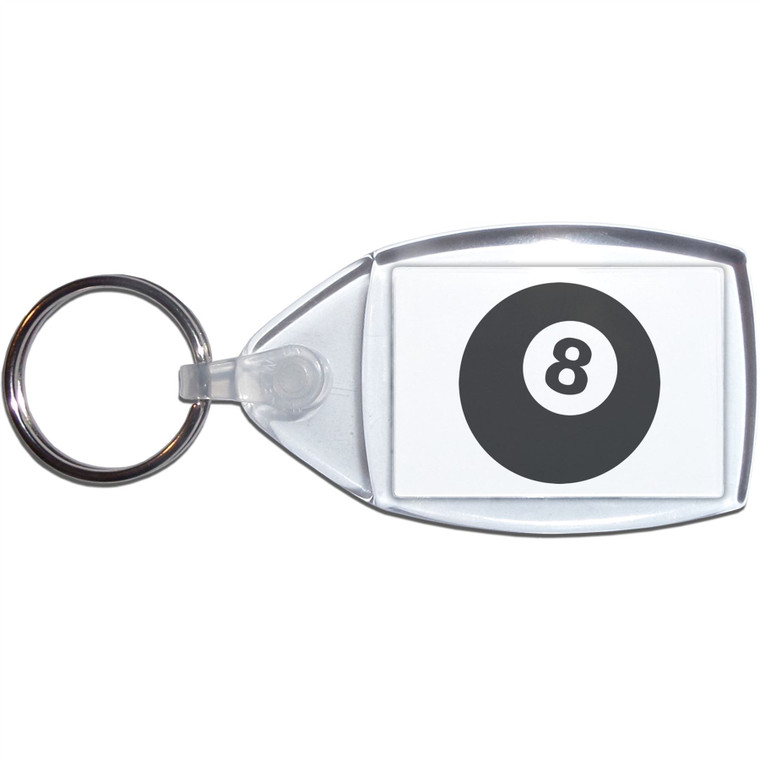 8 Ball - Clear Plastic Key Ring Size Choice New