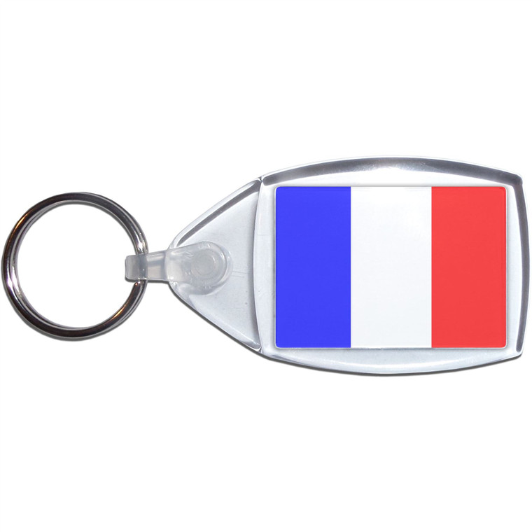 France Flag - Clear Plastic Key Ring Size Choice New