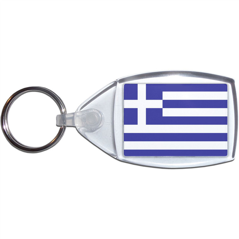 Greece Flag - Clear Plastic Key Ring Size Choice New