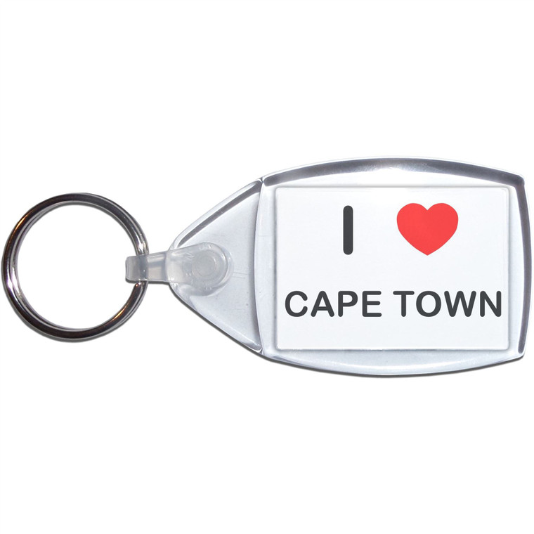I Love Cape Town - Clear Plastic Key Ring Size Choice New