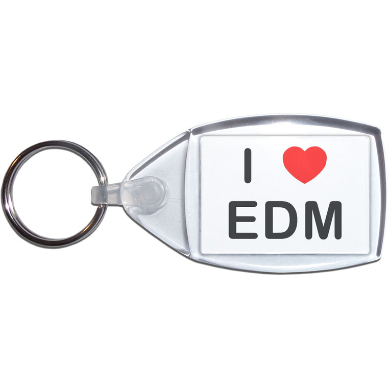 I love EDM - Clear Plastic Key Ring Size Choice New