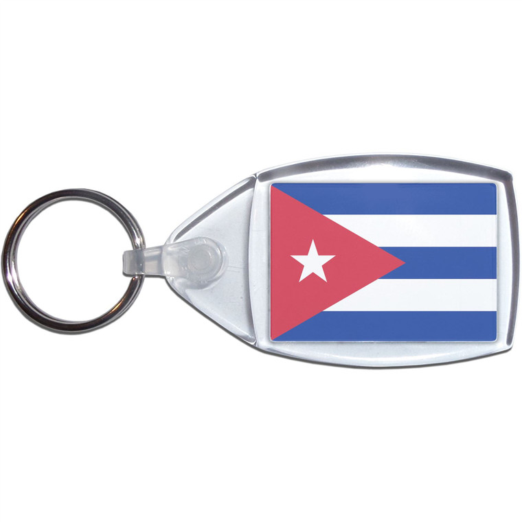 Cuba Flag - Clear Plastic Key Ring Size Choice New