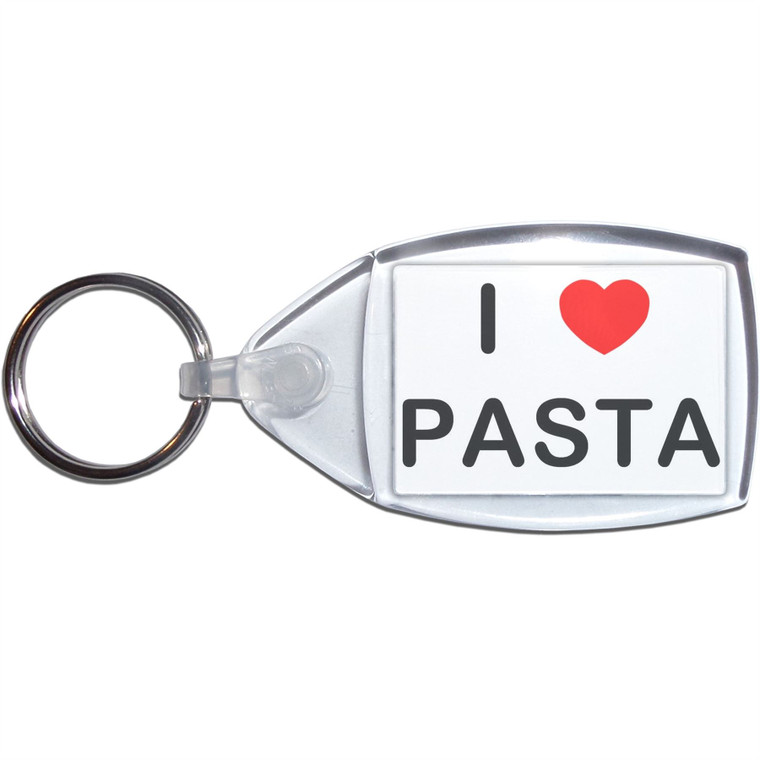 I Love Pasta - Clear Plastic Key Ring