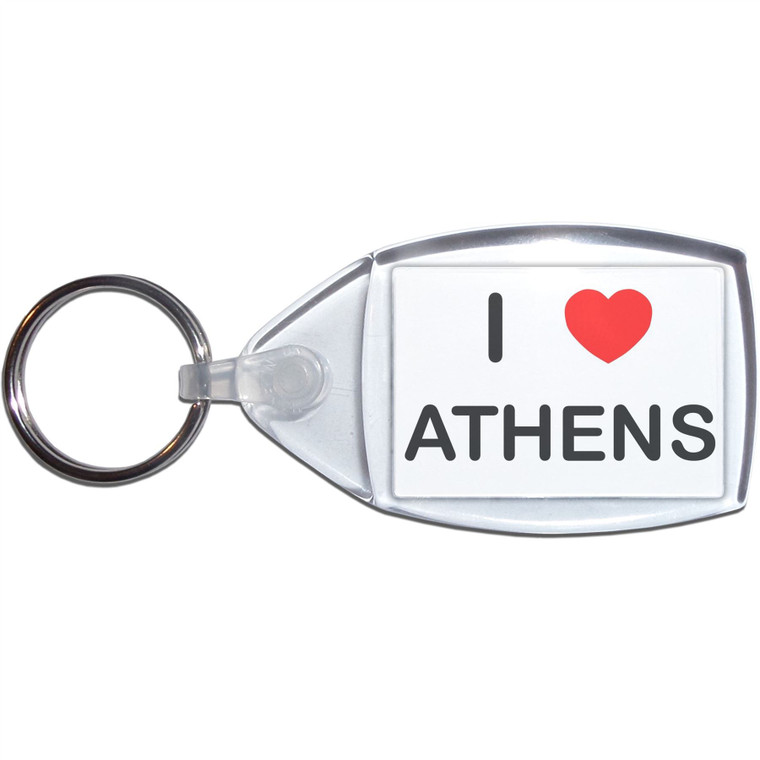 I Love Athens - Clear Plastic Key Ring Size Choice New