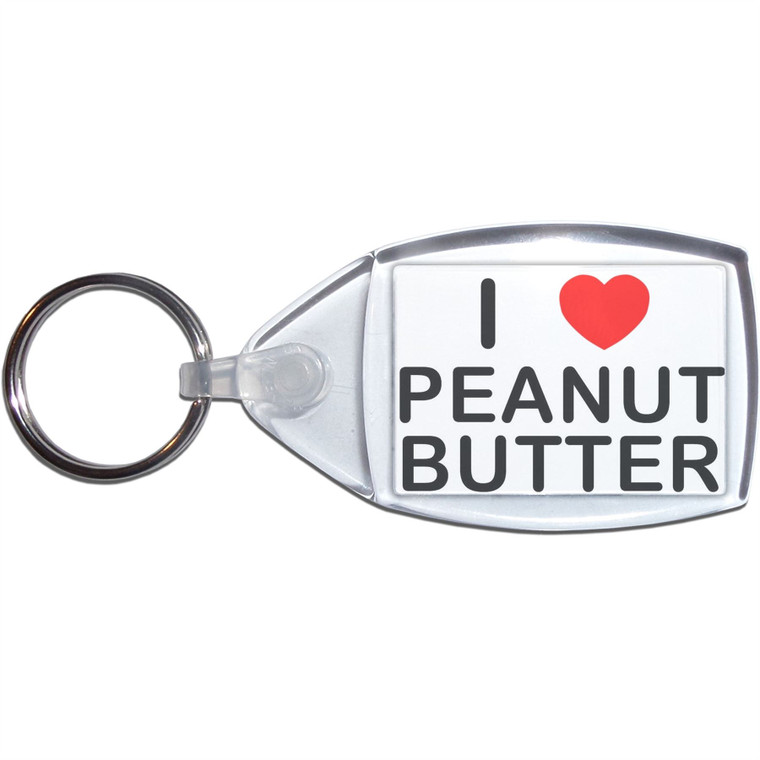 I Love Peanut Butter - Clear Plastic Key Ring