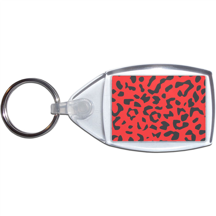 Red Leopard Print - Clear Plastic Key Ring Size Choice New