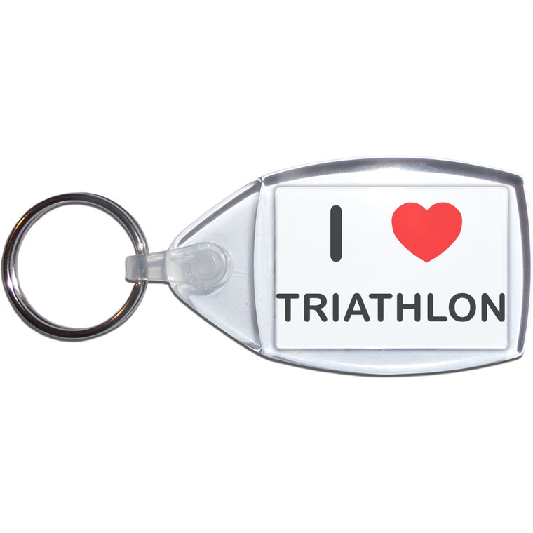 I Love Triathlon - Clear Plastic Key Ring Size Choice New