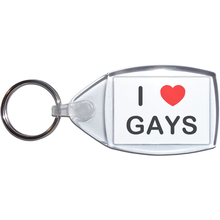 I love Gays - Clear Plastic Key Ring Size Choice New