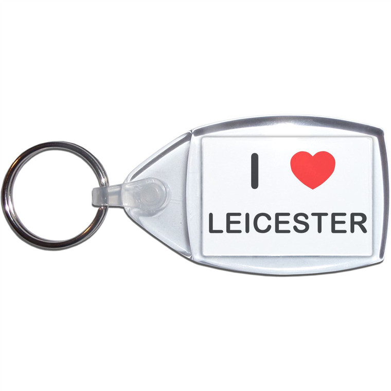 I Love Leicester - Clear Plastic Key Ring Size Choice New