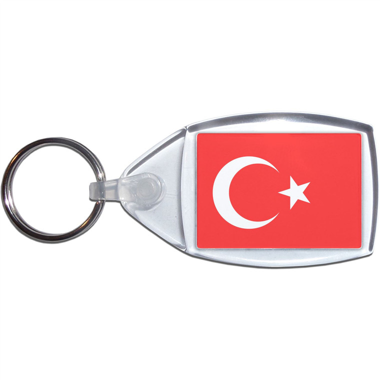 Turkey Flag - Clear Plastic Key Ring Size Choice New