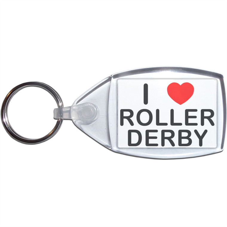 I Love Roller Derby - Clear Plastic Key Ring