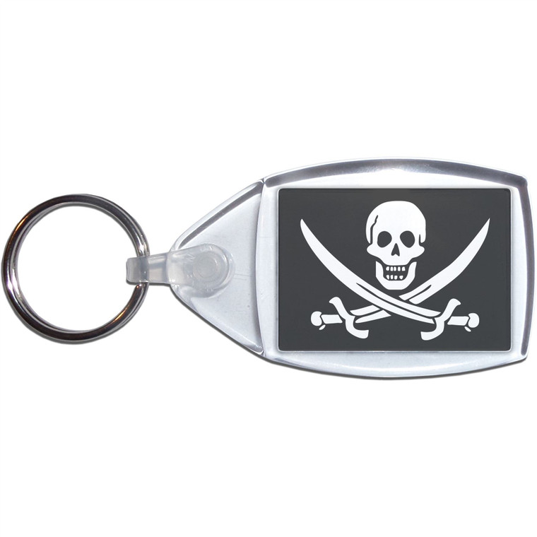 Jolly Roger - Clear Plastic Key Ring Size Choice New