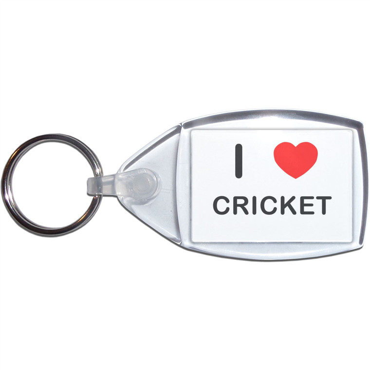I Love Cricket - Clear Plastic Key Ring Size Choice New