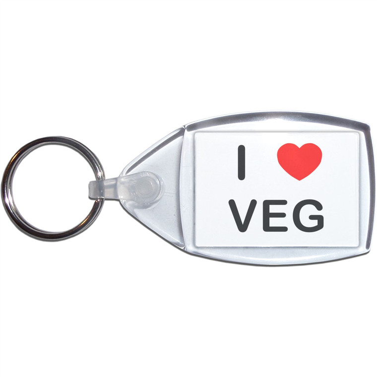 I Love Veg - Clear Plastic Key Ring Size Choice New