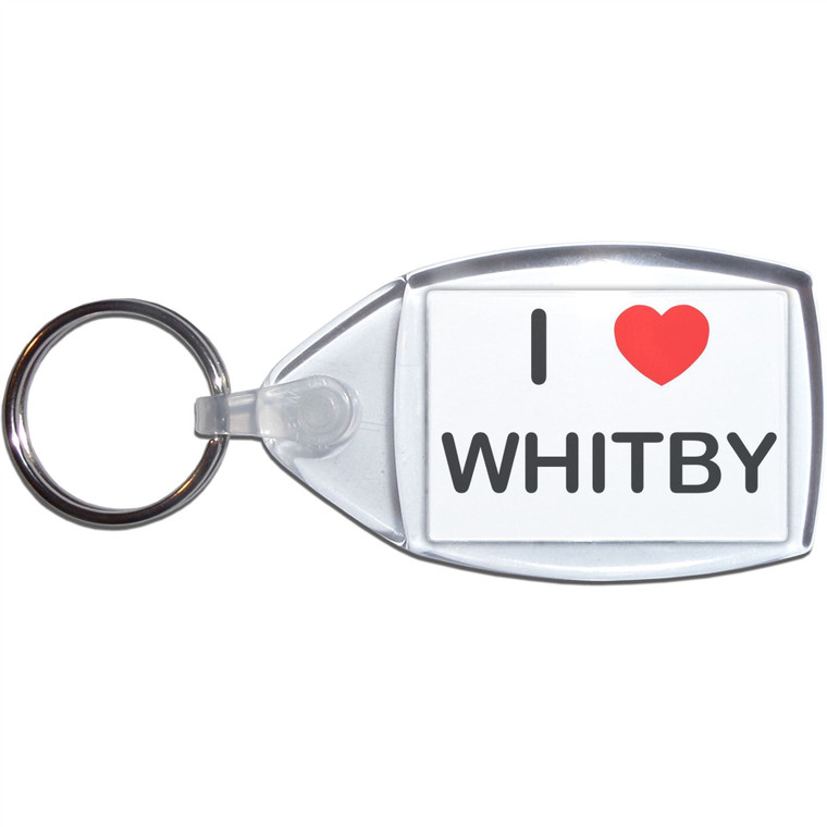 I Love Whitby - Clear Plastic Key Ring Size Choice New