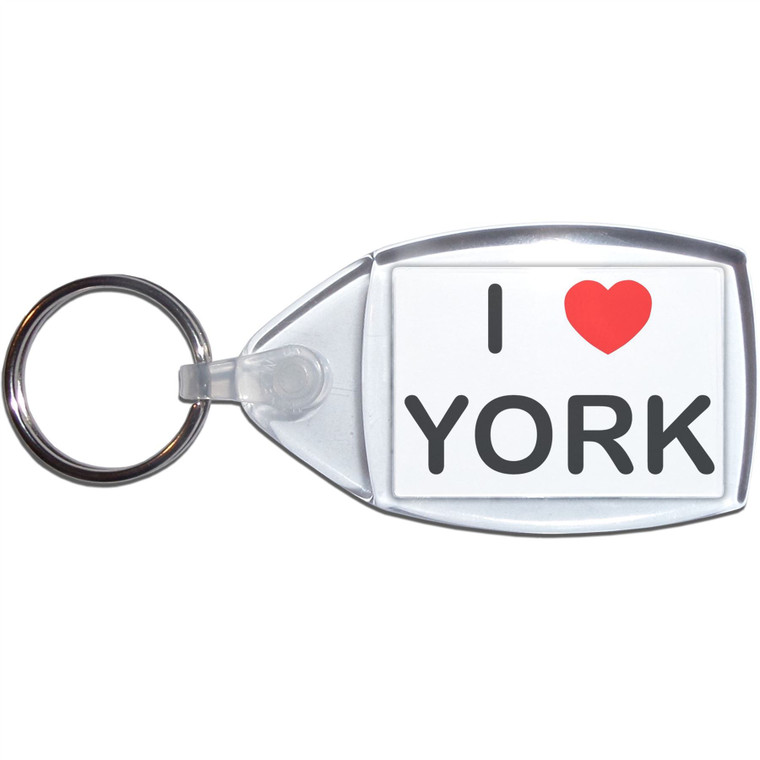 I Love York - Clear Plastic Key Ring Size Choice New