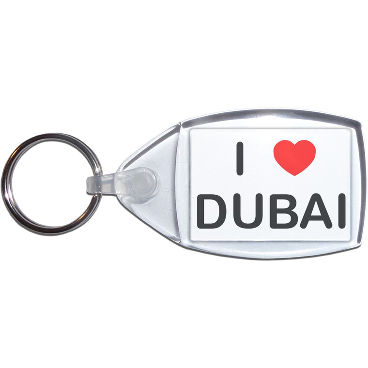 I Love Dubai - Clear Plastic Key Ring Size Choice New