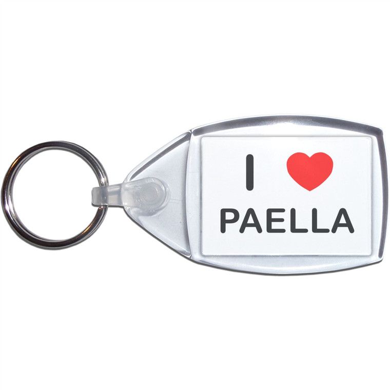 I Love Paella - Clear Plastic Key Ring Size Choice New