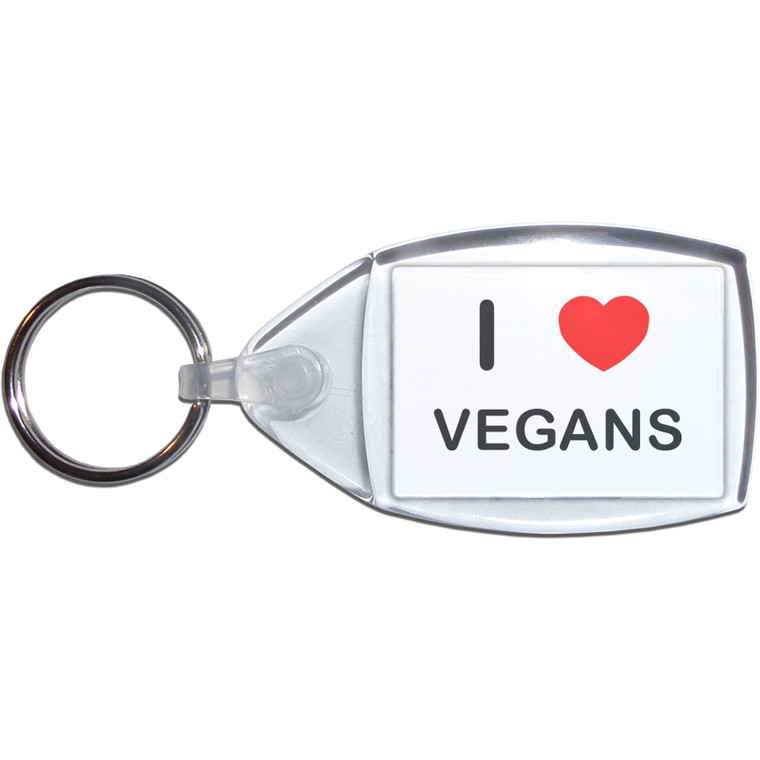 I Love Vegans - Clear Plastic Key Ring Size Choice New