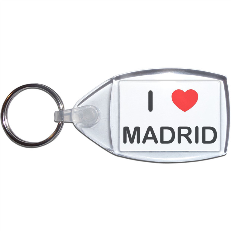 I Love Madrid - Clear Plastic Key Ring Size Choice New