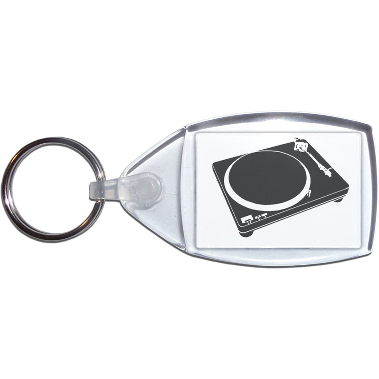 DJ Decks - Clear Plastic Key Ring Size Choice New