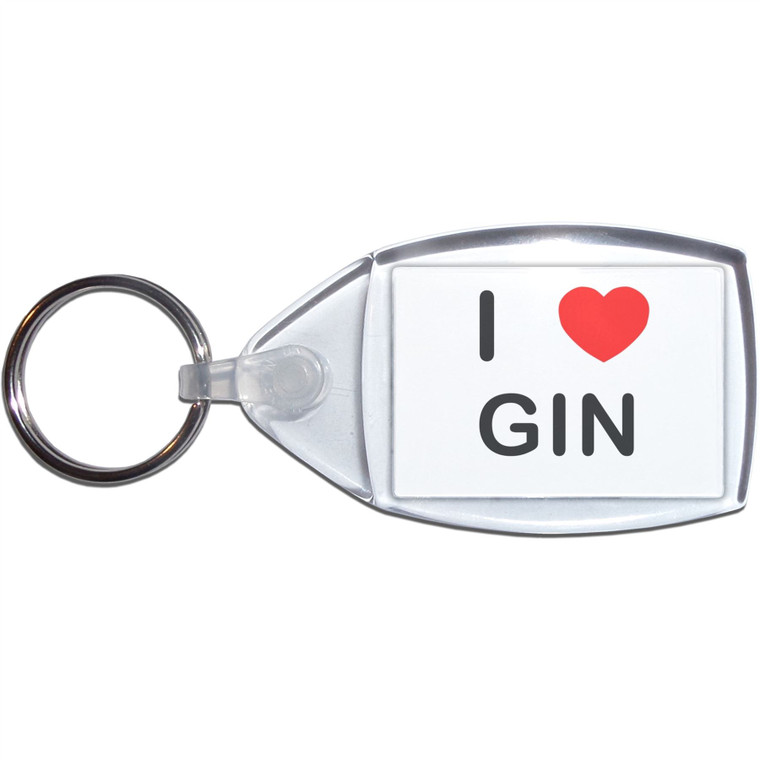 I Love Gin - Clear Plastic Key Ring Size Choice New