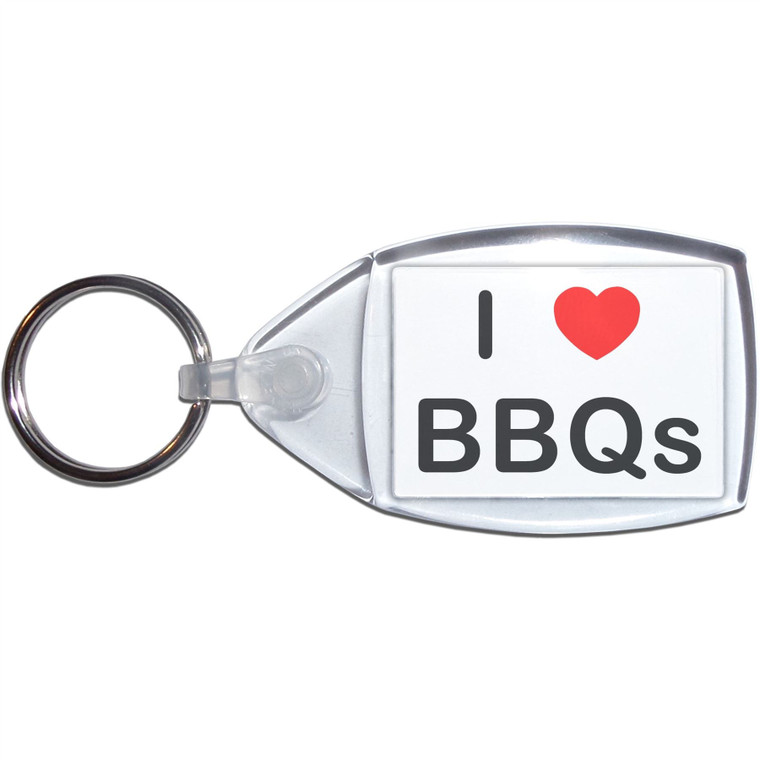 I love BBQs - Clear Plastic Key Ring Size Choice New