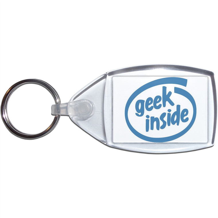 Geek Inside - Clear Plastic Key Ring Size Choice New