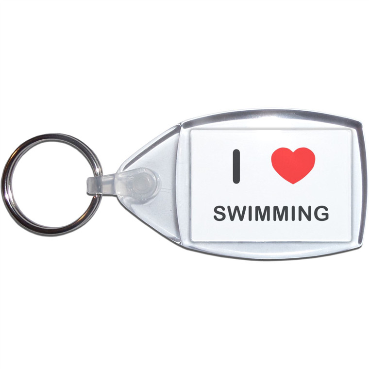 I Love Swimming - Clear Plastic Key Ring Size Choice New