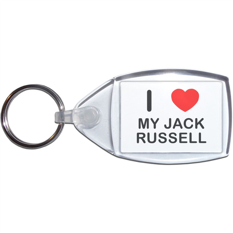I Love My Jack Russell - Clear Plastic Key Ring Size Choice New