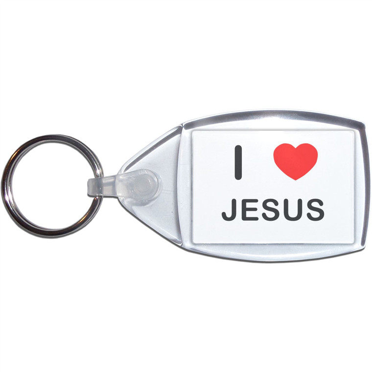 I Love Jesus - Clear Plastic Key Ring Size Choice New