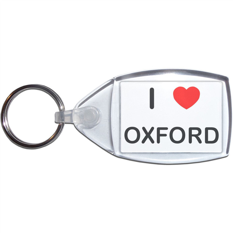 I Love Oxford - Clear Plastic Key Ring Size Choice New