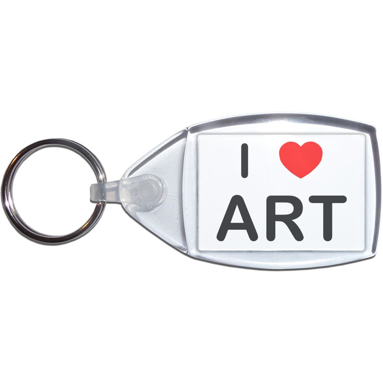 I love Art - Clear Plastic Key Ring Size Choice New