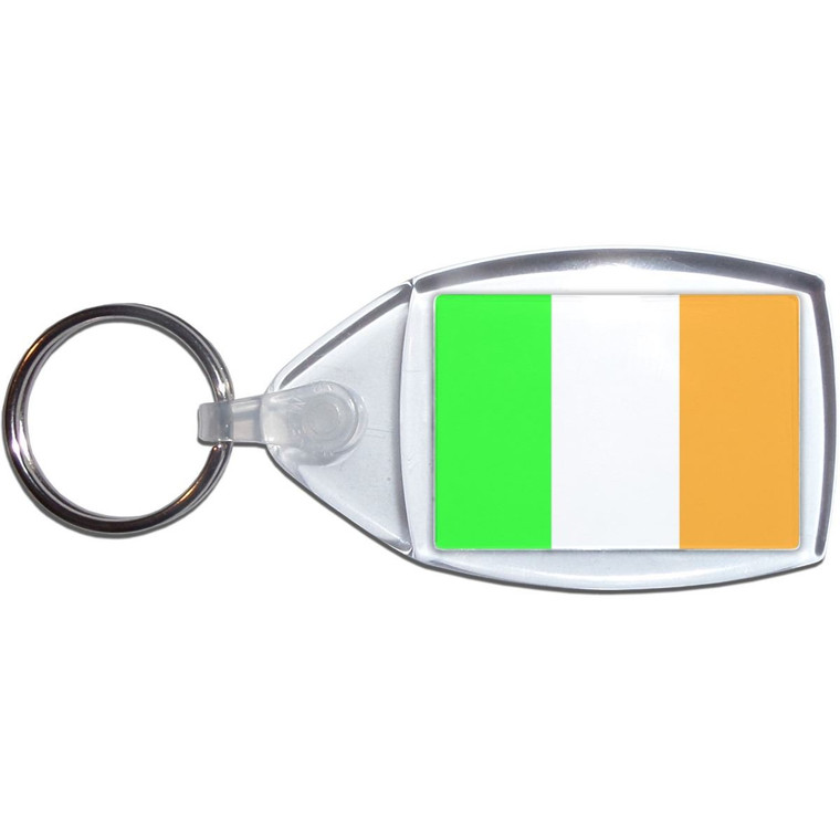 Ireland Flag - Clear Plastic Key Ring Size Choice New