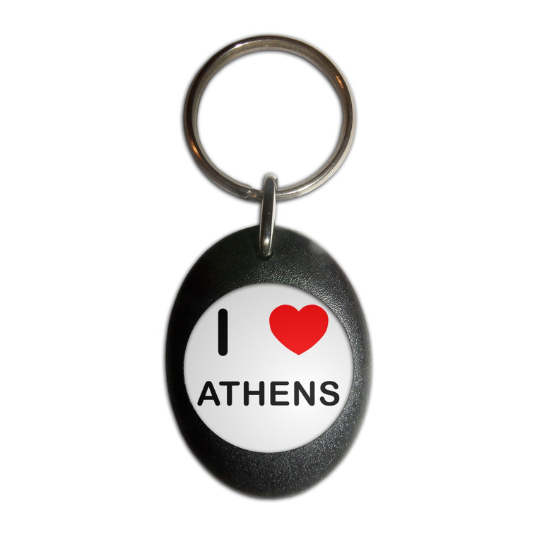 I Love Athens - Plastic Oval Key Ring