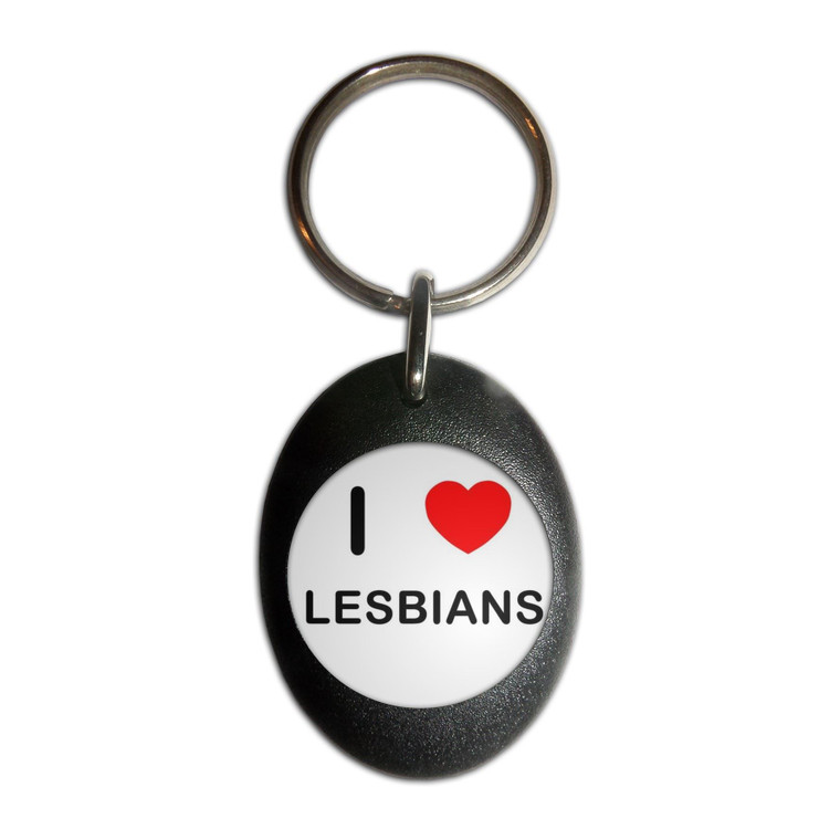 I Love Lesbians - Plastic Oval Key Ring